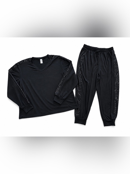 Daisy rae Pants - Black Sequin Lounge Set – DAISY RAE- 2X